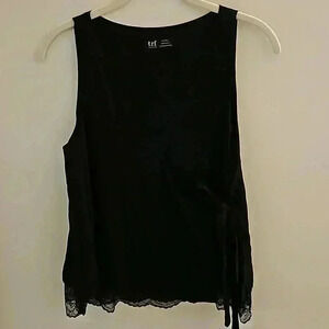 Zara TRF collection Size S Womens V-neck Faux Wrap Lace Layer Tank Top Black